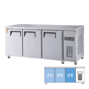 [그랜드우성] 업소용 간냉식 측면 보냉테이블 냉동,냉장고 6자 좌기계 GWFM-180RFTC